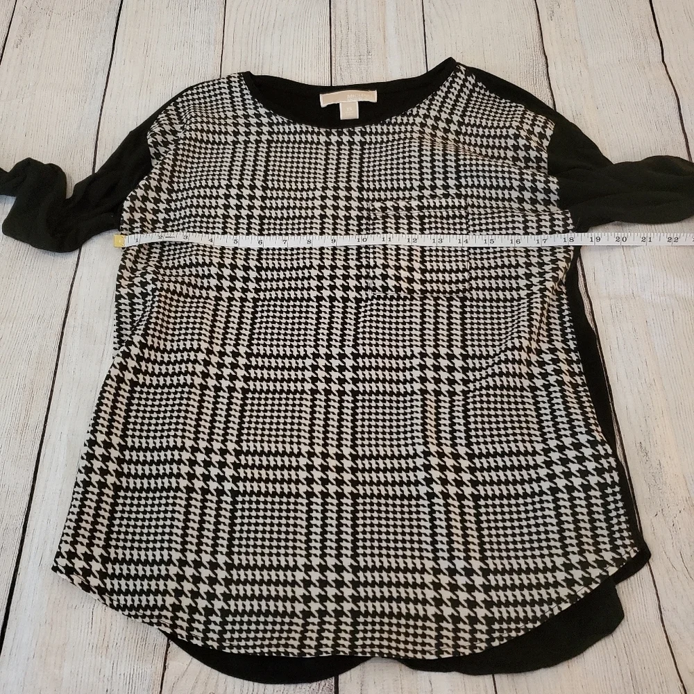 Michael Kors Long Sleeve Houndstooth Top